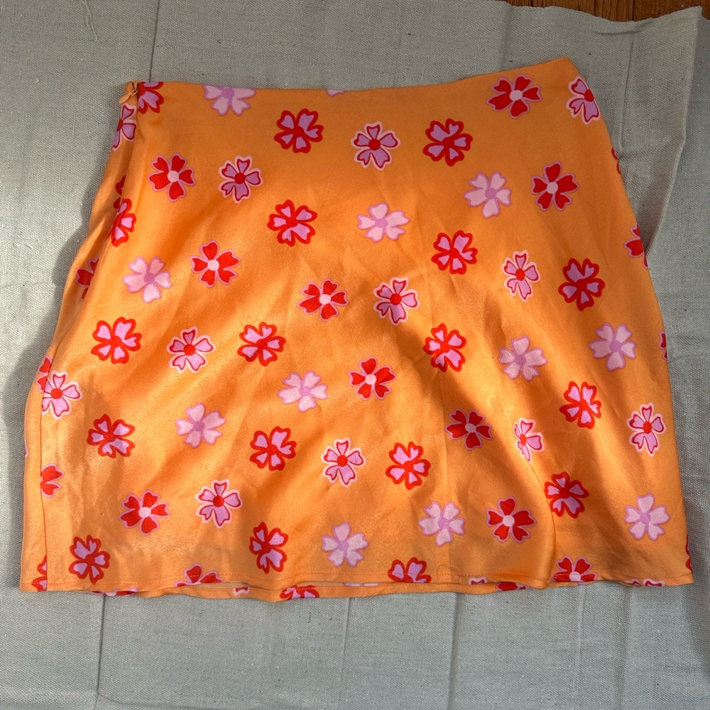 Cotton On Orange Floral Skirt